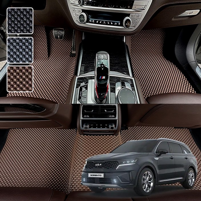 쏘렌토MQ4 전용 3D 엠보싱 차세대 고무매트 1열2열3열 세트 2020.3, 블랙, 1315 쏘렌토MQ4 가솔린 디젤 7인승