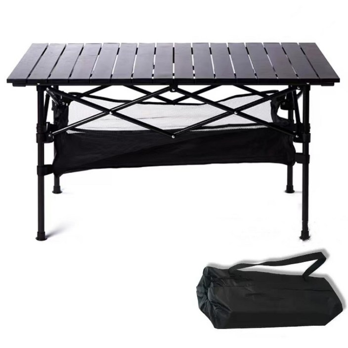 가볍고 튼튼한 접이식 캠핑 테이블, 야외 필수 아이템, 알루미늄 테이블 블랙