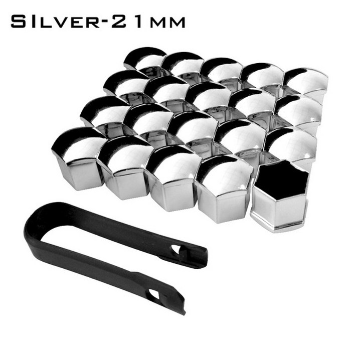 튜익스휠너트 자동차휠너트 20pcs 범용 녹 방지 17 19 21mm 크롬 광택 abs