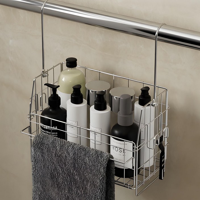 마치홈 스텐레스 무타공 욕실선반 바스켓, 1개