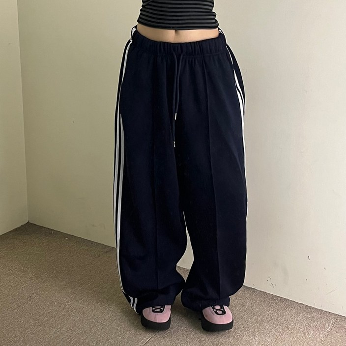 VANANA2 밴딩 와이드 트랙 롱팬츠