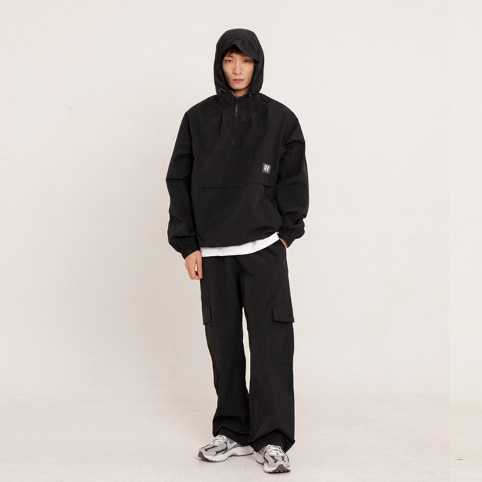 [꼼소넛] 후드 아노락 3-피스 풀 셋업 (블랙) CSOs-024 [남녀공용]