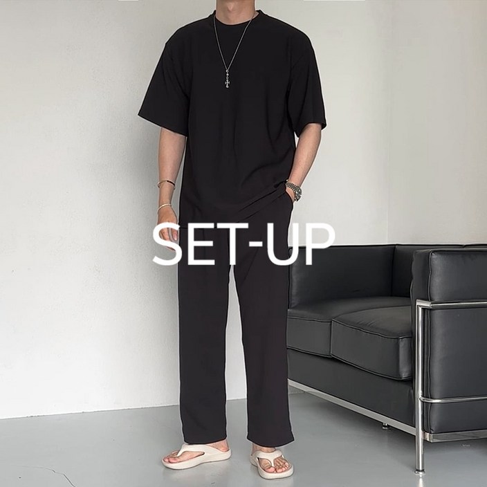 치트키 버블리 링클프리 스판 반팔티 + 스판 팬츠 셋업