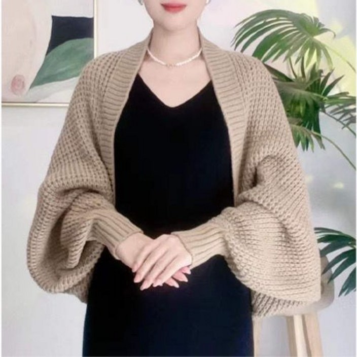 보그핏 짓미볼레로  여성 니트 크롭 숄더 볼레로