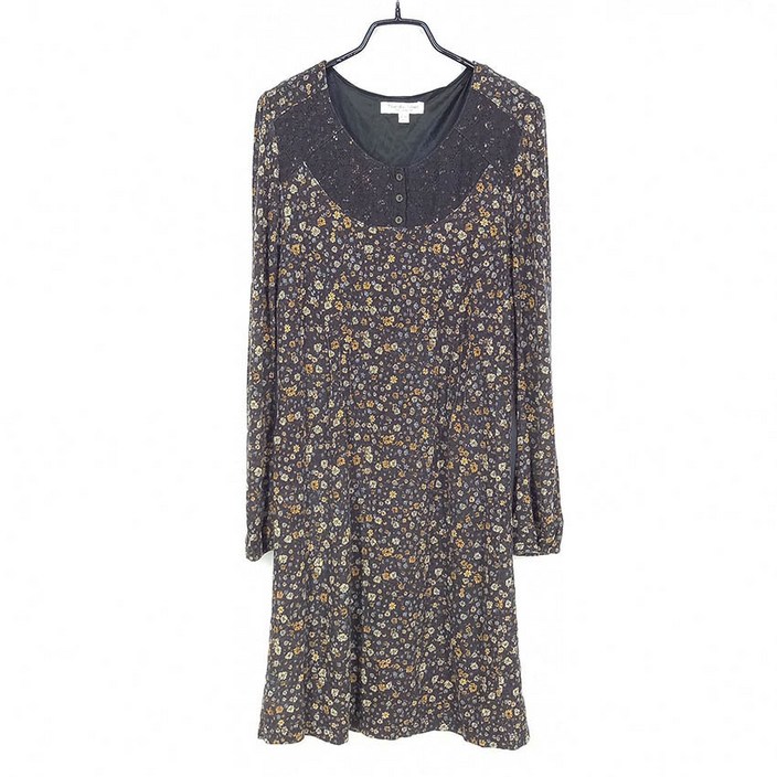 빈티지다온 써스데이아일랜드 춘추 슬림 플라워 미니원피스 챠콜