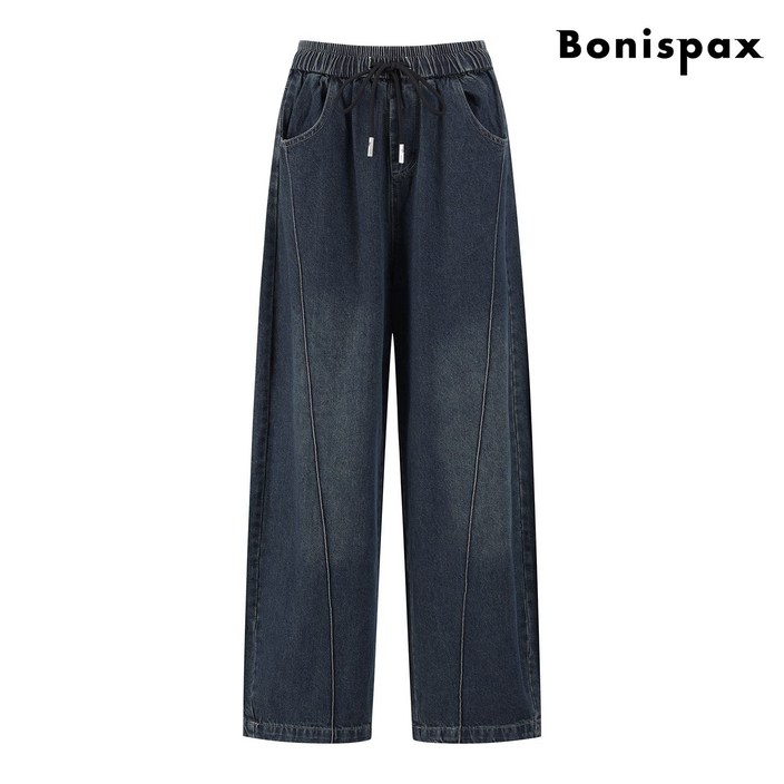 와이드 허리 밴딩 끈 데님 팬츠 (XP3TA003L0) 765629