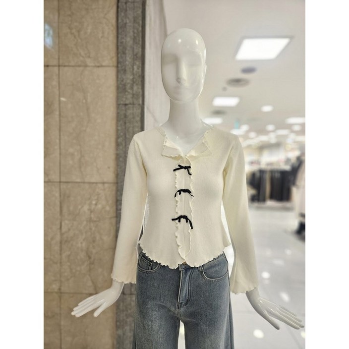 [밸리걸] 리본 포인트 프릴 니트 (810610)