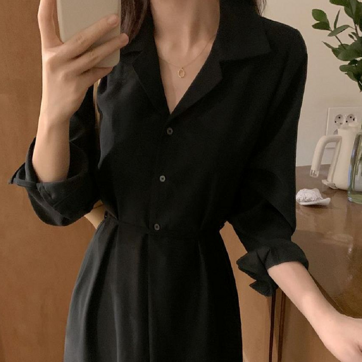 에스지 가을 허리끈 롱원피스