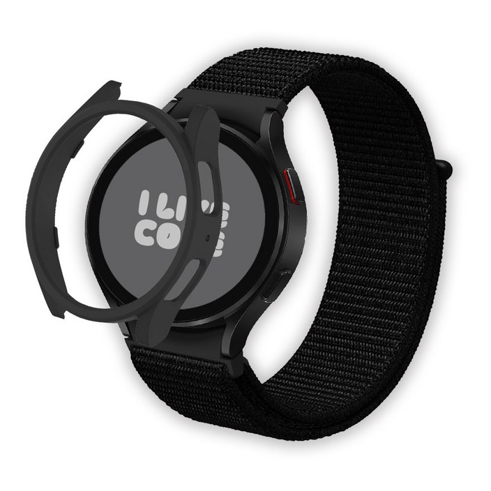 아이메이드잇 갤럭시워치 호환 나일론 스포츠 스트랩 밴드, 블랙, 1개