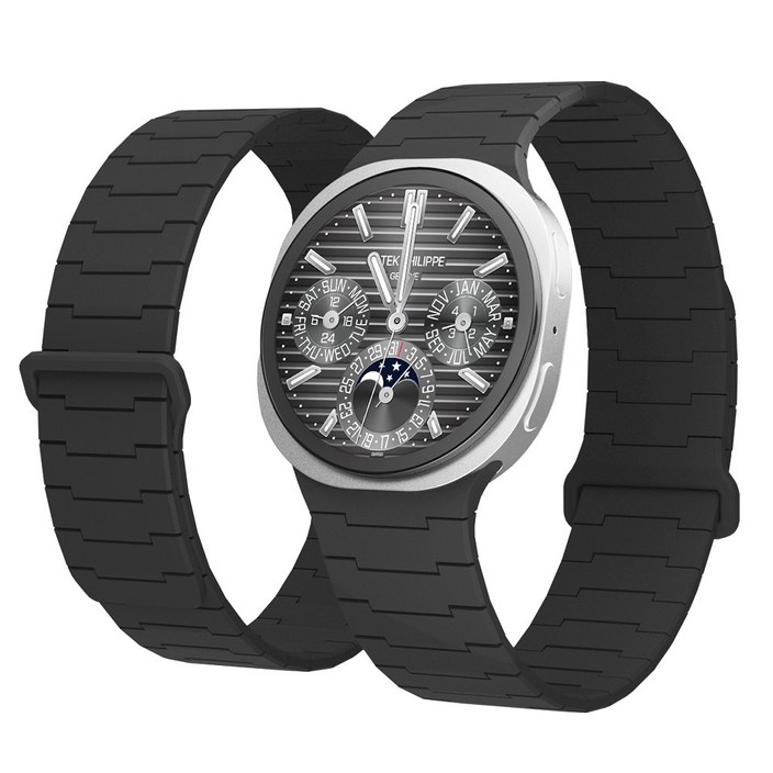 캘릭스 갤럭시워치 호환 실리콘 버클링 마그네틱 스트랩 밴드 시계줄, 차콜블랙, 1개