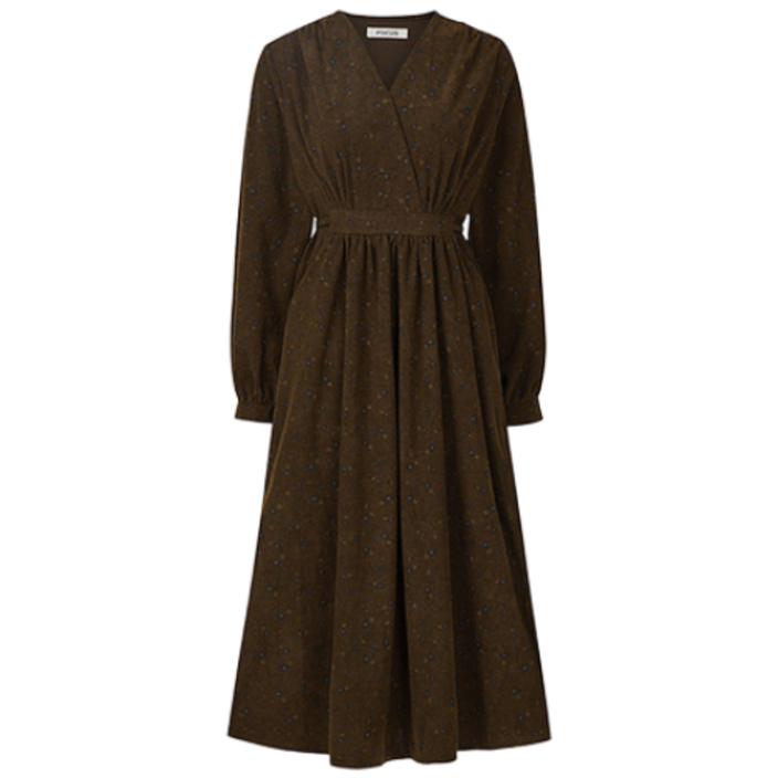 브이넥 플라워 코듀로이 스트링 원피스VFI5W3OP3241