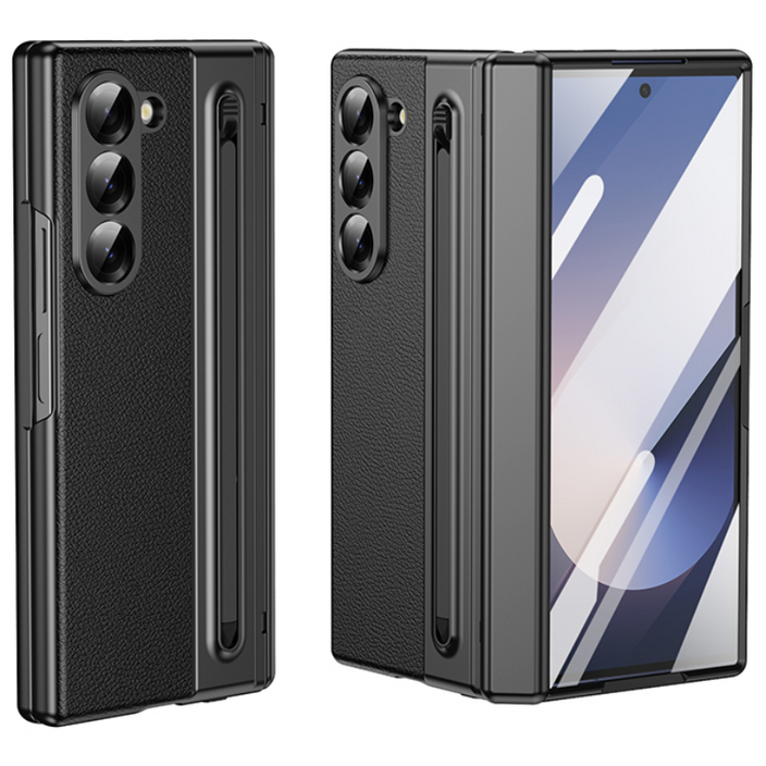 YINUO 갤럭시 Z 폴드3 4 5 6 7 힌지보호 가죽케이스+with S펜