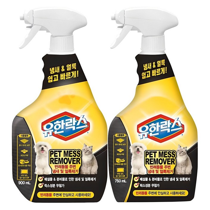 유한락스 펫 메스 리무버 탈취제 900ml + 750ml, 1세트