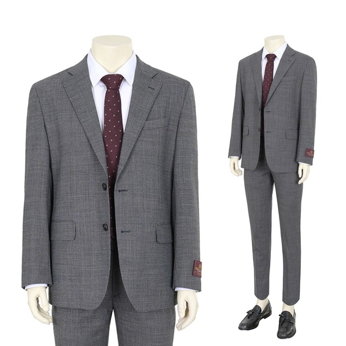 바쏘 남성용 슈페리어 하운드투스 패턴 정장 자켓  팬츠 세트