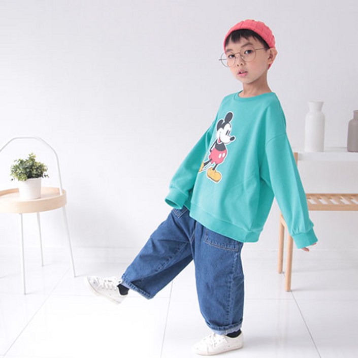 소년마켓 아동용 앞뒤미키 나염 맨투맨