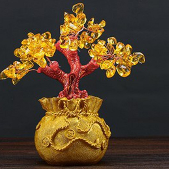행운 나무 장식품 홈 인테리어 황금 돈나무, 혼합색상