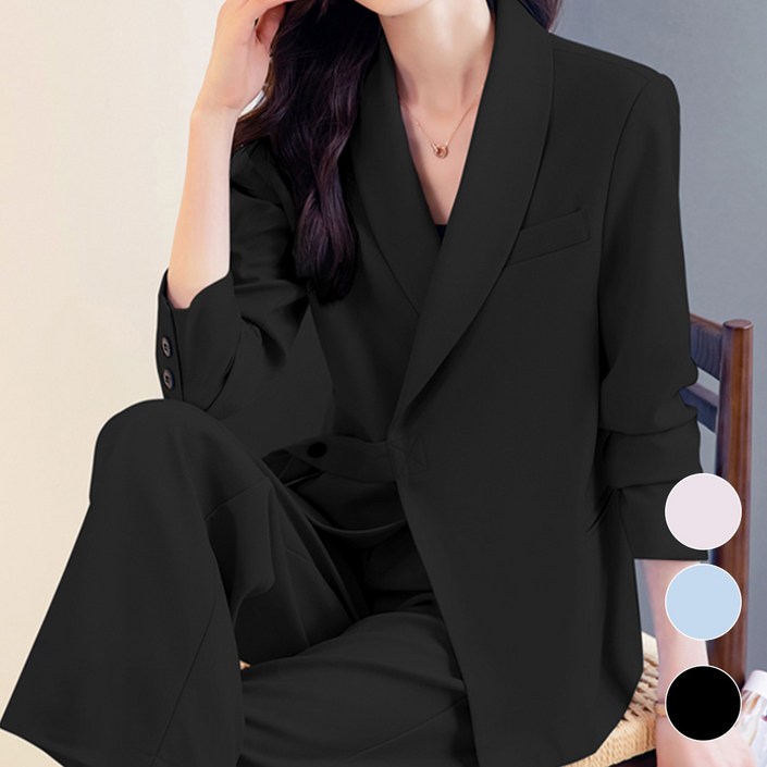 페이퍼먼츠 정장 절제라인 시티 스트랩 버튼 자켓  빈티지 팬츠 세트 06280