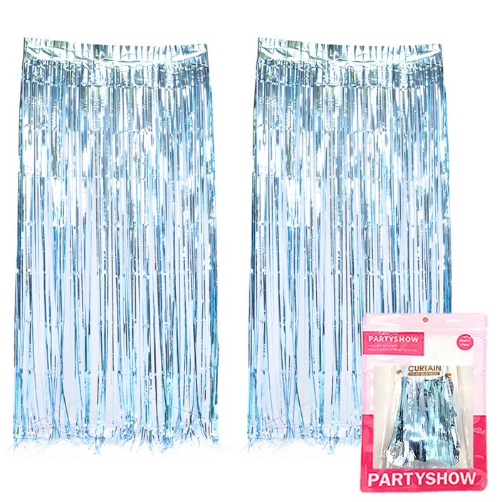 파티쇼 파티장식 은박 수술커튼 2p, 라이트블루, 1개
