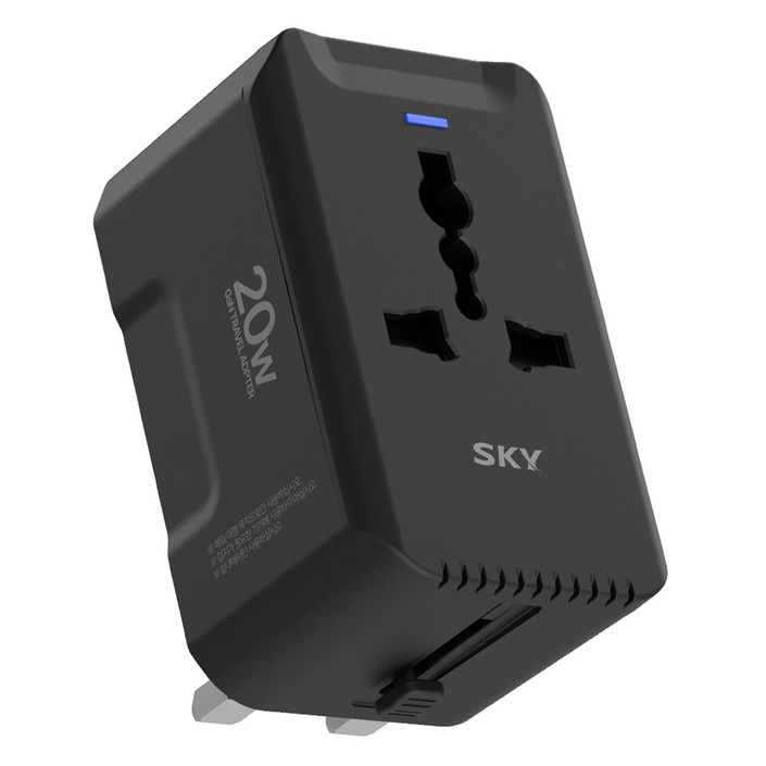 SKY 필 GaN 20W 고속 2포트 해외 여행용 멀티플러그 올인원 충전 어댑터 T20PD