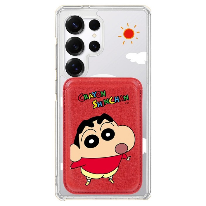 디자인스킨 짱구 맥세이프 휴대폰 케이스  레더 포켓 세트