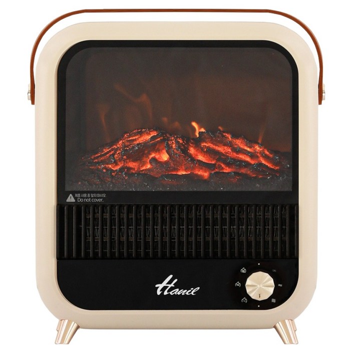 한일전기 실내 불멍 PTC 미니 전기온풍기, 아이보리, HEFBL15