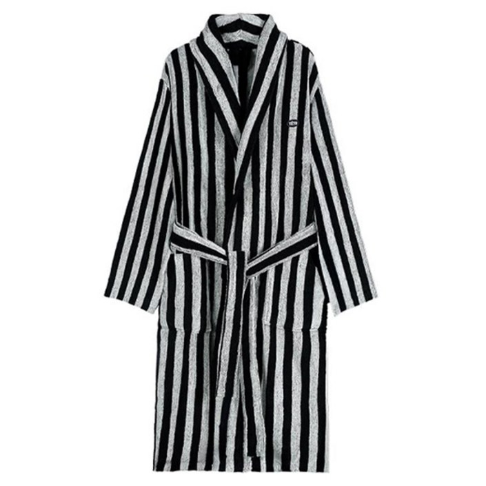 테토 오브제 수피마 40수 바스 로브 L  XL, 스트라이프 블랙, 1개