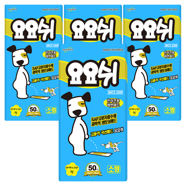 요요쉬 반려견용 배변패드 아카시아향, 50개입, 4개