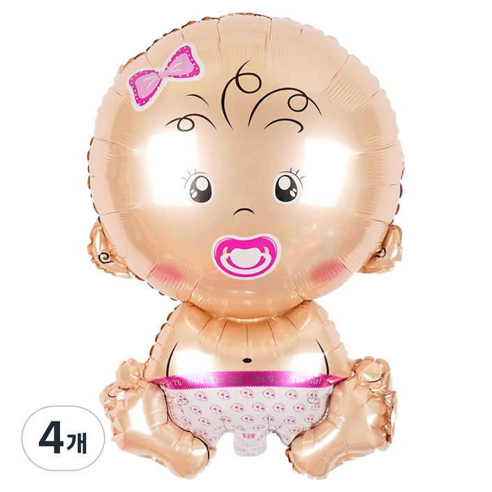 파티짱 베이비샤워 젠더리빌 홈파티 은박 풍선, 아기 여아, 4개