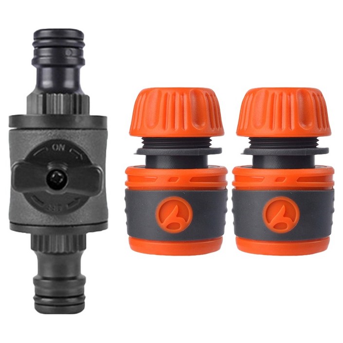 길그리 호스 중간 밸브 호수 연결 커넥터  원터치 어댑터 16mm 2p 세트