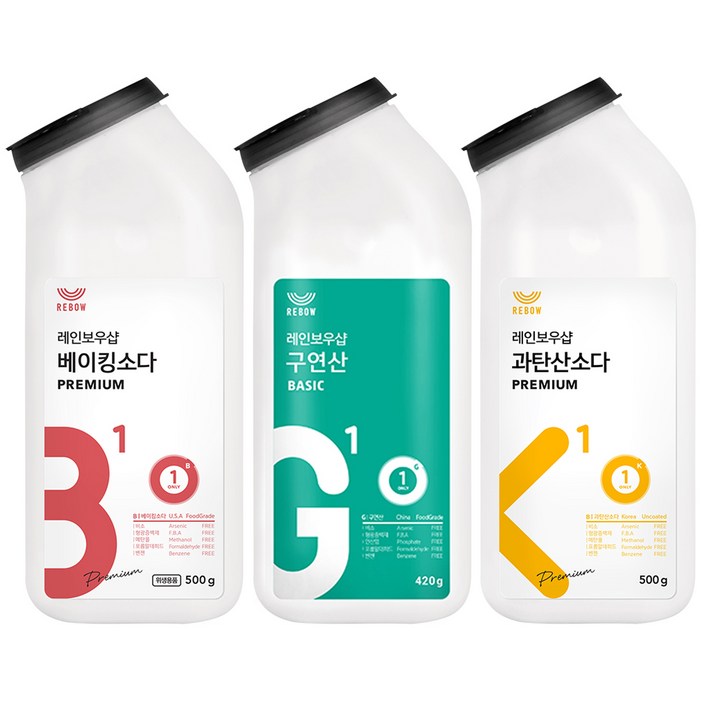 레인보우샵 톡톡이 삼총사 베이킹소다 프리미엄 500g 구연산 베이직 420g 과탄산소다 프리미엄 500g 레인보우샵 톡톡이 삼총사 베이킹소다 프리미엄 500g 구연산 베이직 420g 과탄산소다 프리미엄 500g