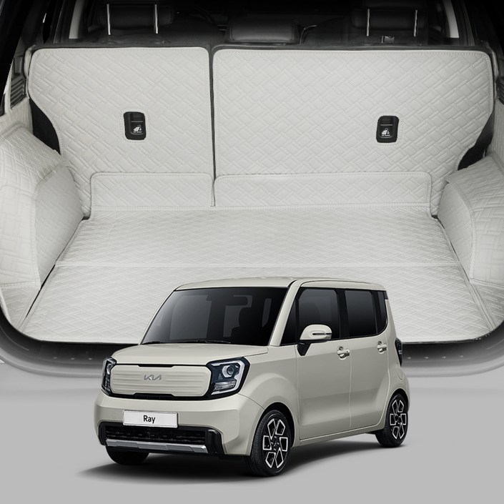 디테일링 우븐블럭 프리미엄 풀커버 트렁크매트  킥매트  가죽 보호제 세트, 그레이  실버, 더 뉴 레이TAM 스탠다드 등급, 벤 호환X