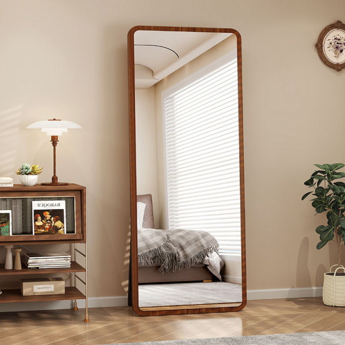 데보코 우드 스탠드 벽걸이 전신거울 40 x 155 cm, 월넛