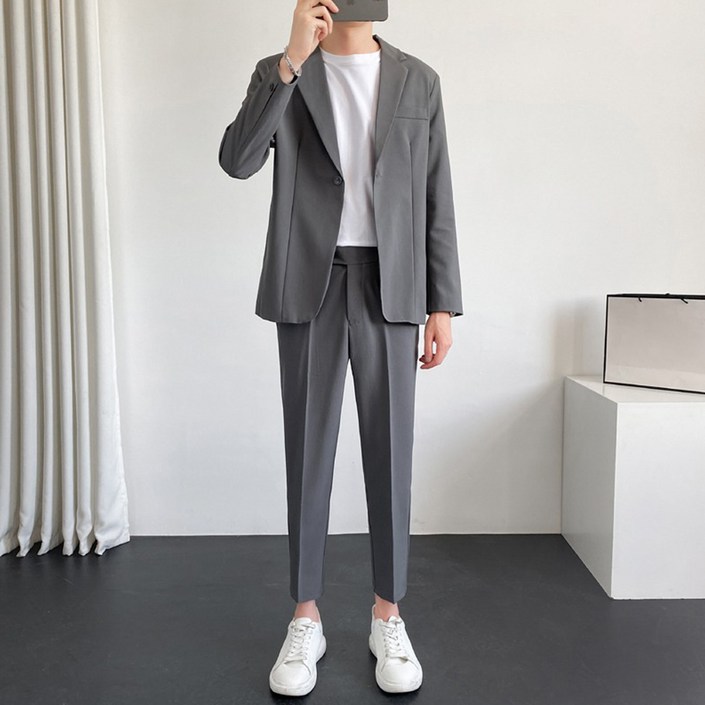남성용 인피어스 비즈니스 캐주얼 수트 자켓  긴바지 세트