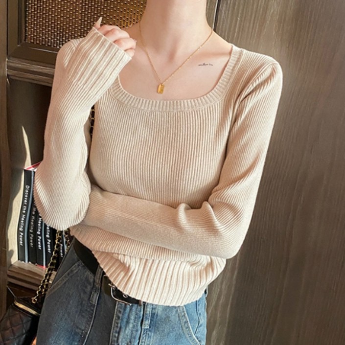 소니오 여성용 스퀘어넥 소프트 니트