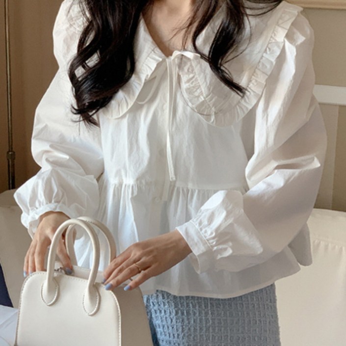 피어니스트 프릴 빅카라 블라우스