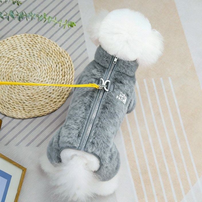 Jeernare 따뜻한 극세사 강아지 겨울옷 집업형 강아지 패딩 산책패딩조끼  중형견 소형견 정전기 방지