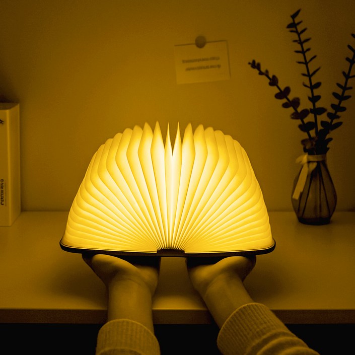 풀문 책 무드등 7색 LED 무선 캠핑 원목 조명, 화이트애쉬 10cm 미니