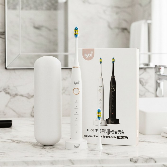IYA 이야 음파 전동칫솔 ISB2202 초음파 교정 치석 미백 휴대용 칫솔, 이야 음파 전동칫솔 ISB2202 화이트, 1개