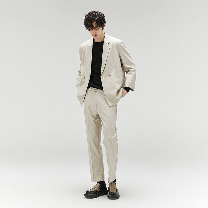 휠렉스 남성 더블 자켓 정장 세트 루즈핏 슬랙스 투피스 봄 오피스룩 J275