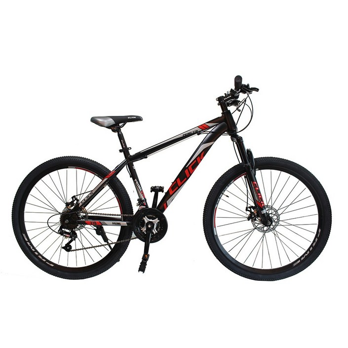 클릭 기계식디스크브레이크 MTB 자전거 프라임27.5D 시마노21단 입문용 미조립, 1개, 블랙레드, 180cm