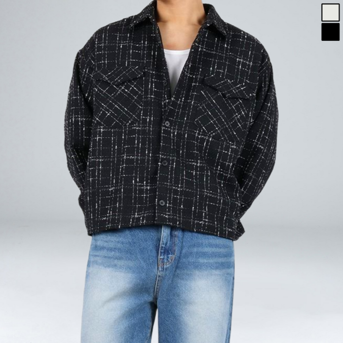 이황에프엔씨 트위드 크롭 셔츠 자켓 65981