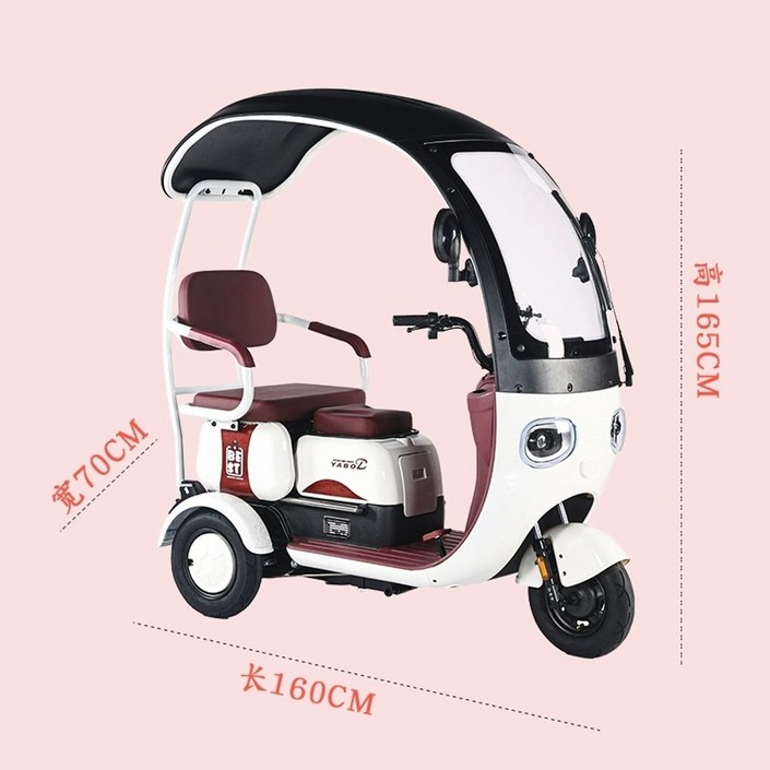 덮개 전기 스쿠터 600W 48V 전동스쿠터 3륜 약 지붕 배터리 여성용 40km 20A