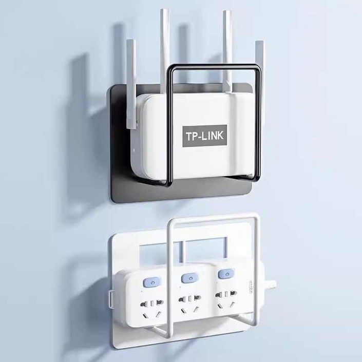 2P 공유기 셋톱박스 거치대 숨기기 정리대, 블랙앤화이트, 1세트