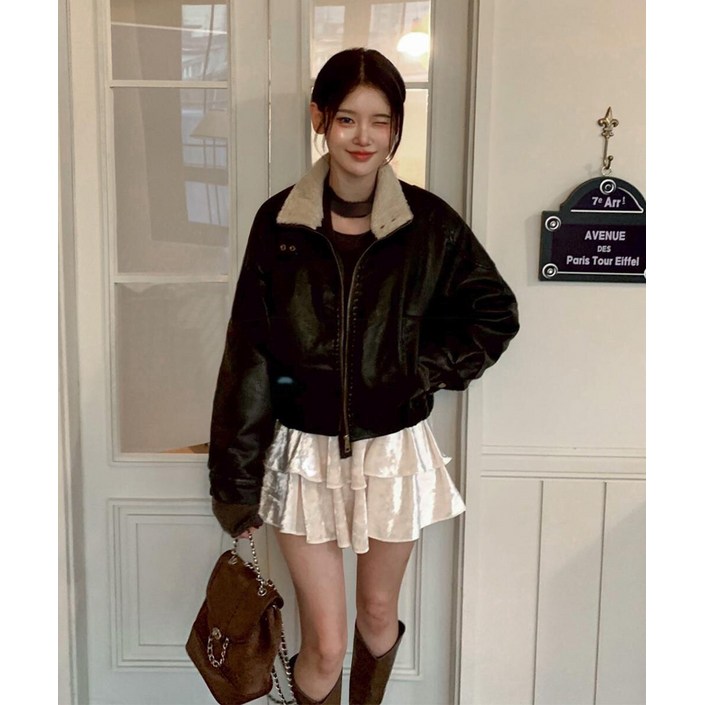 워너비뮤즈 /  퀄리티굿 따뜻 레더 퍼 무스탕 점퍼 자켓