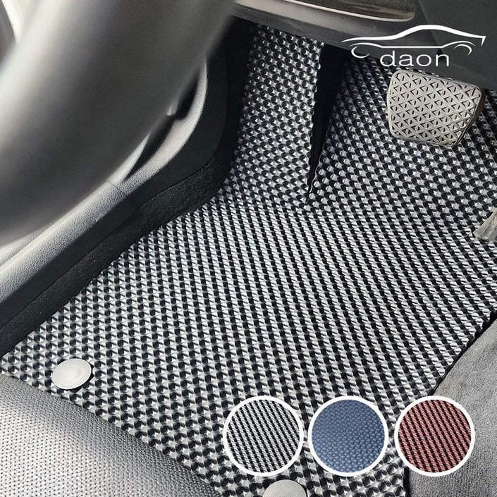 다온 카매트 3D 고무 엠보싱 벌집매트 자동차 고무발판 기아 K8 가솔린 하이브리드 1열  2열, 블랙, K8 가솔린 LPG2륜