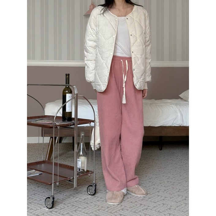 헤아비아 여성 겨울 기모 코듀로이 와이드 밴딩 팬츠 따듯한 골덴 바지