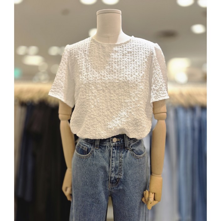 [플라스틱아일랜드] 날개소매 시어서커 블라우스 (PQ2WB585)