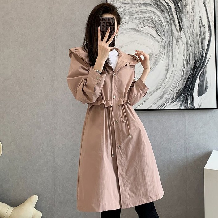 메이첼 후드 스트링 캐주얼 야상 트렌치 코트 00215