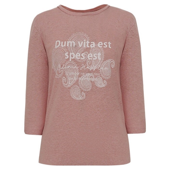 올리비아하슬러 여성용 라운드넥 프린팅 티셔츠 OHCMTS901