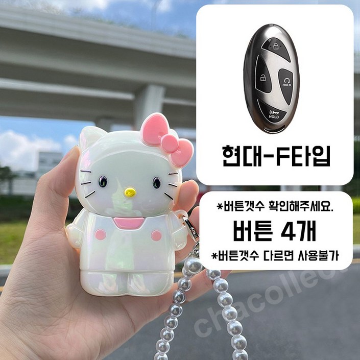 차콜렉트 키티 아이스 캐릭터 스마트키 케이스 키링 현대 기아 벤츠 BMW 자동차키 커버